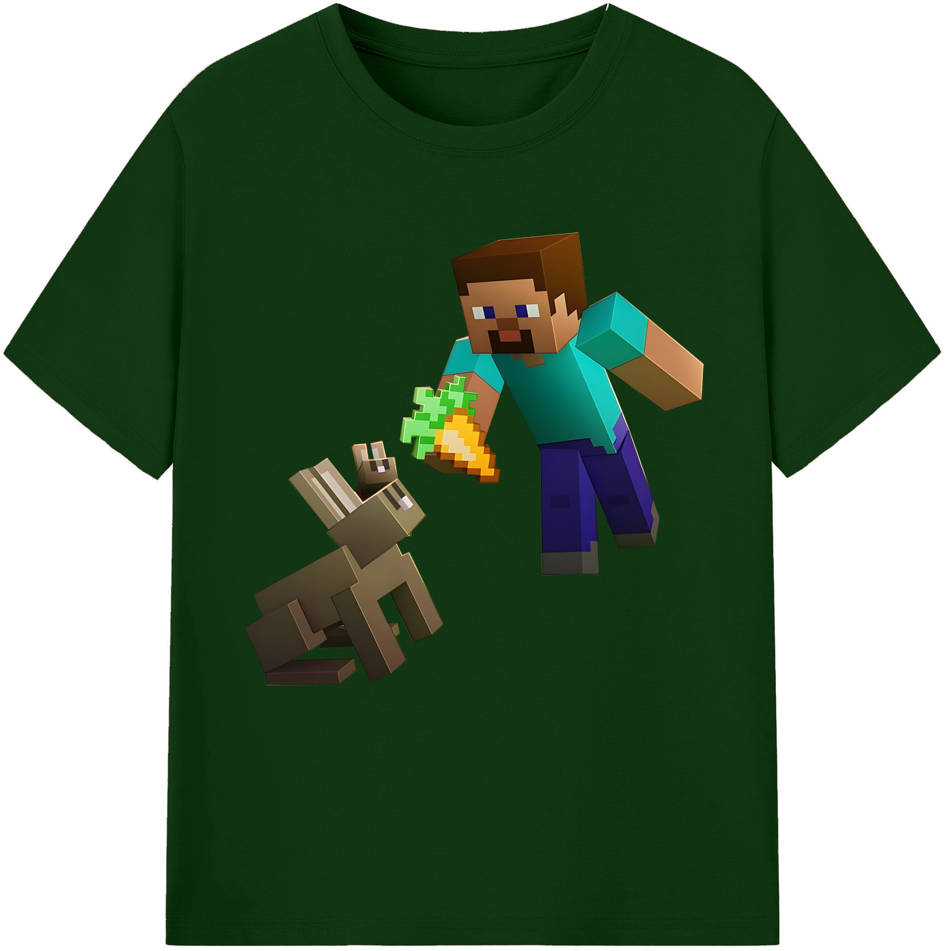 （画像用） マインクラフト ブロックの世界 Minecraft MC Block world 綿100％半袖Tシャツ（フロントプリント）